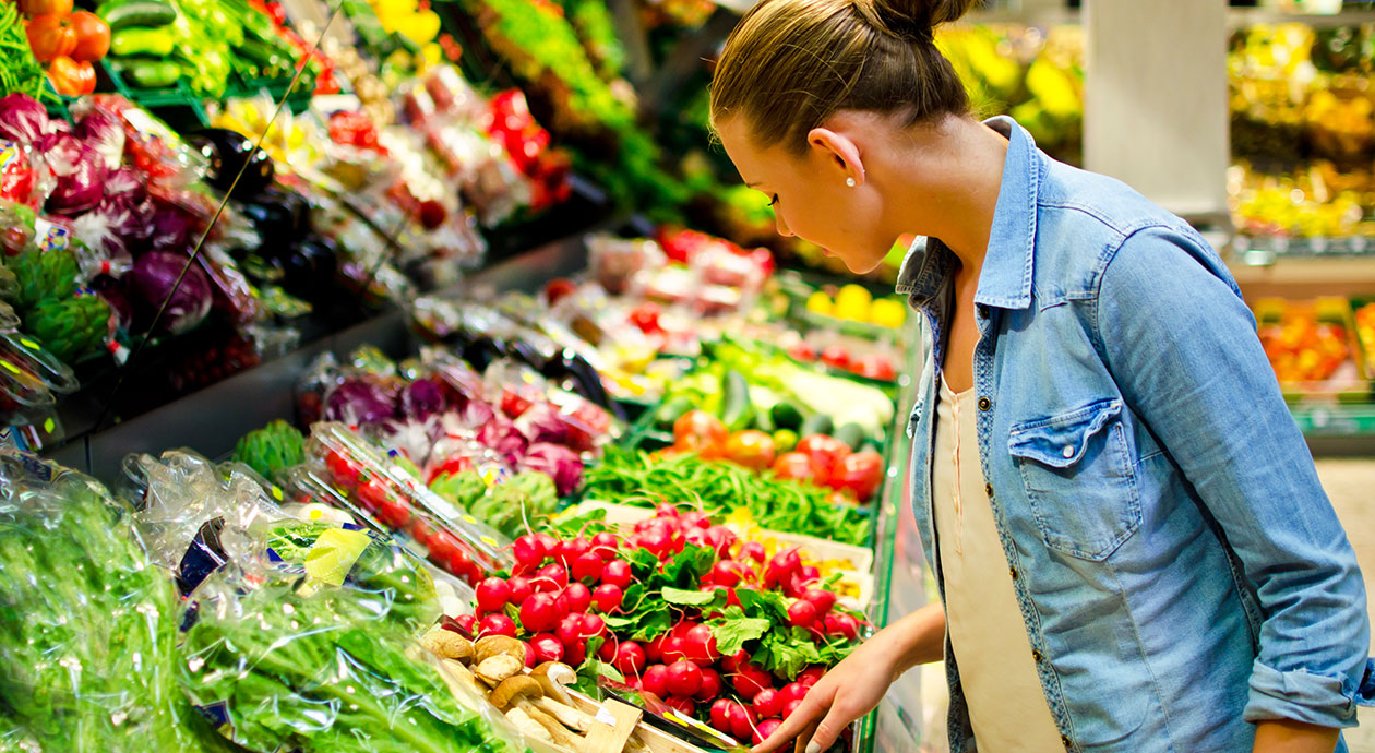 Groente en fruit in de supermarkt