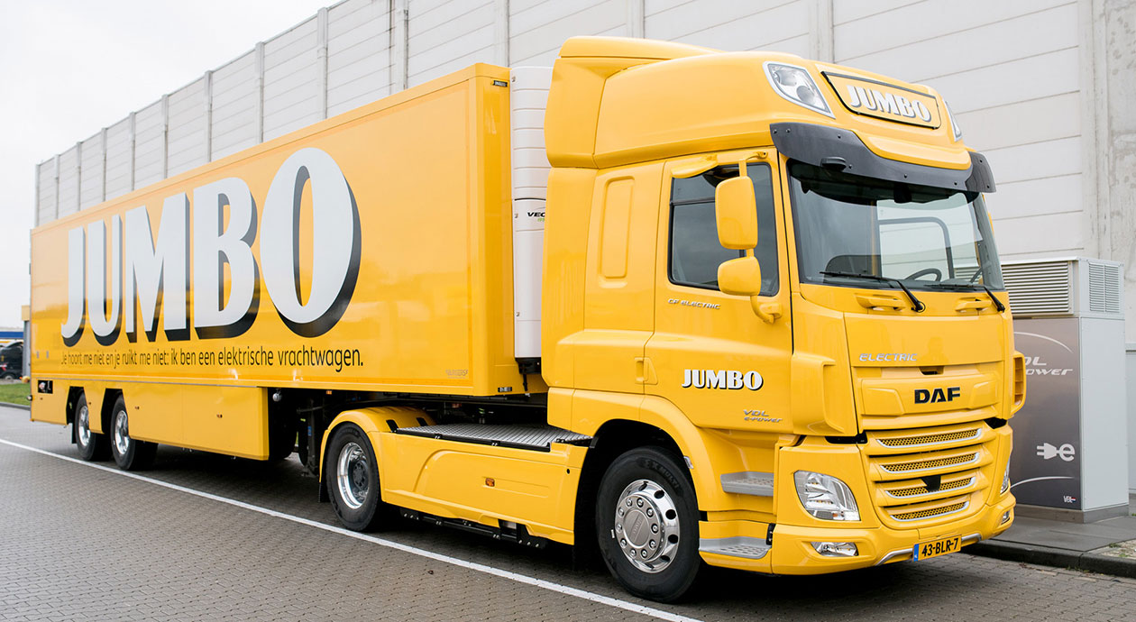 Elektrische vrachtwagen van supermarktketen Jumbo