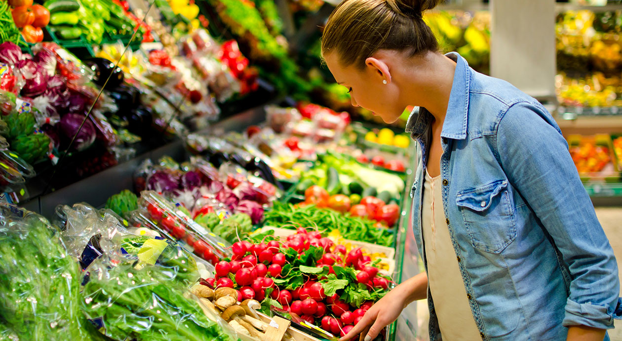 Groente en fruit in de supermarkt